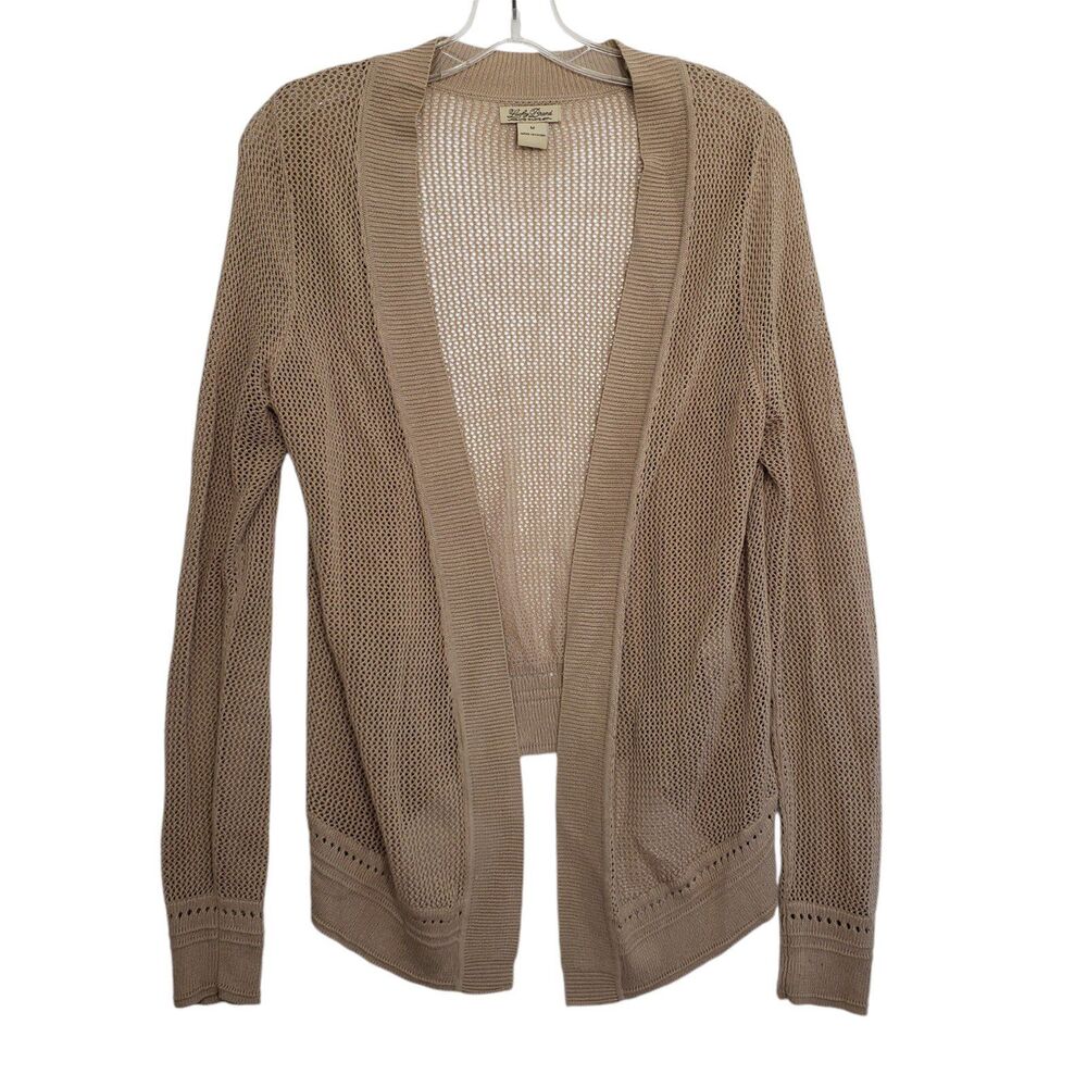 Lucky Brand Woman's Open Knit Tan Cardigan, Size Medium